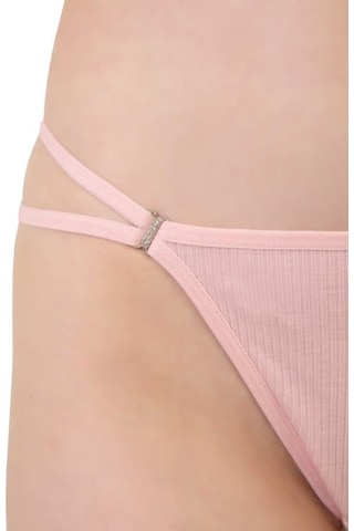 Kadın Pamuklu Ve Taş Detaylı Likralı Fitilli Kaşkorse Tanga Külot 5'li Paket Renkli-1 Çok Renkli