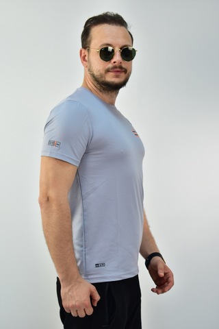 Escetic Erkek G2 Melanj Gri Slim Fit T-Shirt-3289 Açık Gri Melanj