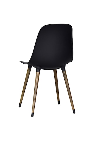Vilinze Eames Kestane Ahşap Ayak Plastik Siyah Sandalye Eames-beyaz Siyah - Kestane