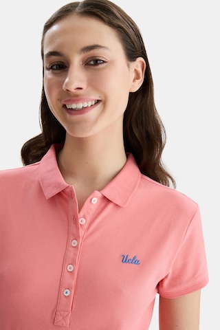 Ucla Shaver Pembe Polo Yaka Nakışlı Standard Fit Kadın Tshirt Pembe