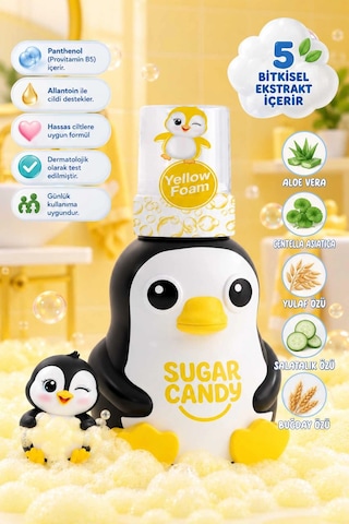 Sugar Candy Muz Kokulu Doğal Vegan Çocuk Köpük El Sabunu Solı 350 Ml Paraben İçermeyen Sarı Köpük
