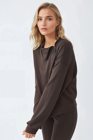 Hiccup Busem Rahat Kesim Fermuarlı Yaka Sweatshirt Kahve Kahvesi
