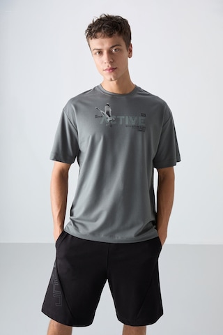 Tommy Life Haki Pamuklu Kalın Yumuşak Dokulu Oversize Fit Baskılı Erkek T-shirt - 88344 Haki