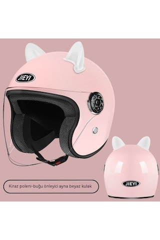 Yy Erkekler Ve Kadınlar İçin Her Mevsime Uygun Düşme Önleyici Emniyet Kaskı Kahverengi Lens-sk5882-mat Pembe-beyaz Kedi Kulakları