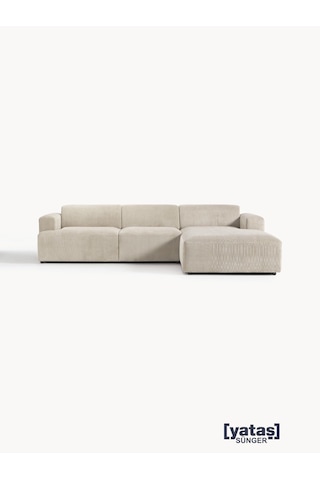 Most Mollista 3 Modül Sağ Köşe Koltuk Ekru Fitilli Kadife Kumaş Y