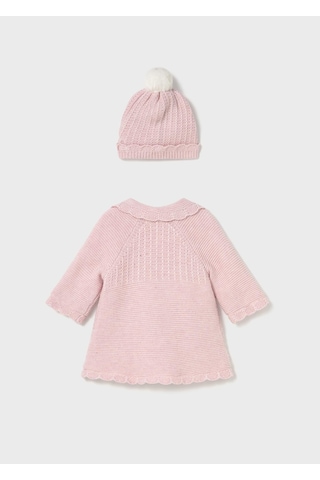 Mayoral Newborn Kız Bebek Örgü Uzun Hırka Ve Şapka Pembe