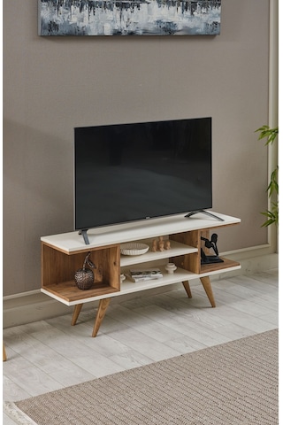Ahşap Tv Sehpası 150x35x58 Cm Kapaksız 1 Orta Raflı Çok Renkli