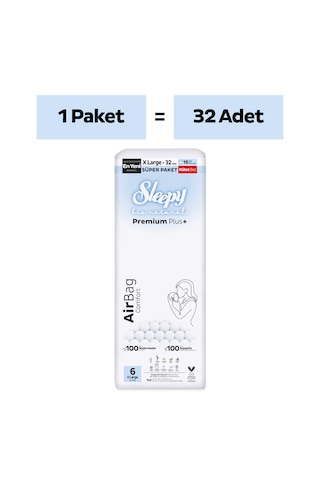 Sleepy Bio Natural Premium Plus Airbag Comfort Süper Paket Külot Bez 6 Numara Xlarge 32 Adet