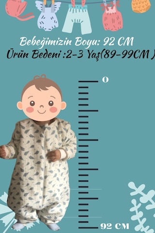 Enhitbaby Uzun Kollu Penye Astarlı 4 Kat Müslin Uyku Tulumu 1.5 Tog Somon