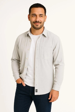 Wear Vexel Erkek Fitilli Kadife Cepli Gömlek Oversize Rahat Kalıp - Gri Çok Renkli