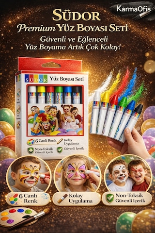 6 Renk Yüz Boyası Seti Non Toksik, Kolay Uygulanan Çocuk Ve Parti Makyaj Boyası