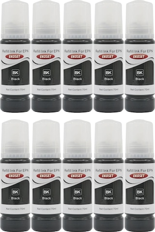 Ekoset Epson 103 L3250 L3251 Siyah Uyumlu Mürekkep 70 ML 10 Adet