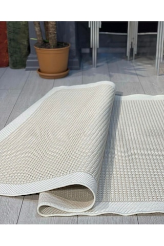 Macro Sisal Bordürlü Jut Hasır Halı 9427 Krem