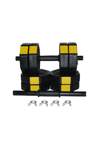 Tan Spor 30 KG Dambıl Dumbbell Halter Ağırlık Kısa Bar Seti Sarı Kapaklı