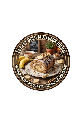 Muzlu Rulo Pasta Temalı Tatlıcılar Pastaneler Restoranlar İçin Ahşap Duvar Kapı Dekoratif Süs Tablo 4