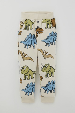 Breeze Erkek Çocuk Eşofman Takımı Kükreyen Dinozorlar Desenli 1.5-5 Yaş , Krem