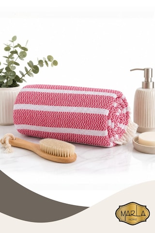 %100 Pamuk Dokuma Peştemal Havlu Plaj & Banyo Havlusu 100x170 Cm Kırmızı