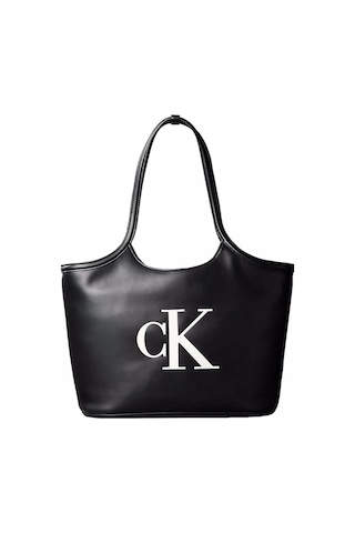 Calvin Klein Kadın Marka Logolu Düz Deri Kısa Askılı Siyah Çanta-15889