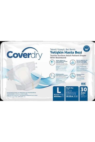 Coverdry Tekstil Yüzeyli Bel Bantlı Yetişkin Hasta Bezi L 4 x 30'lu