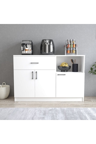 Tanmob Mtd0401 İnci 128 Cm Kapaklı Çekmeceli Alt Mutfak Dolabı Beyaz Beyaz
