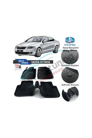 Skoda Octavia Havuzlu 3D Paspas Niken Siyah 2013-Sonrası