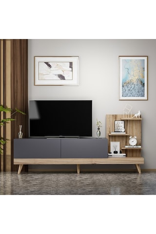 Bmdekor Tv Sehpası Desso Antrasit Ceviz 180 Cm