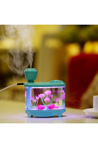 Honmex Usb Akvaryum Humidifikatörü - Ev Ve Ofis İçin Hava Temizleyici, Uyku Lambası, 6 Saat Otomatik Kapatma, Mavi Renk
