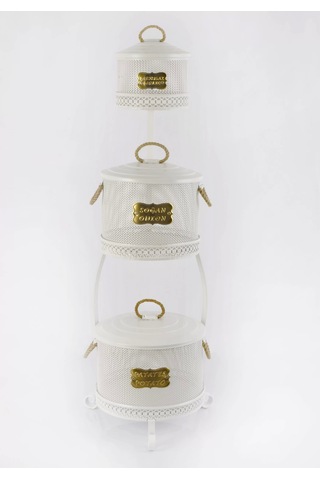 Metal Standlı 3 Katlı Delikli Patates Soğan Sarımsak Kovası Beya Çok Renkli