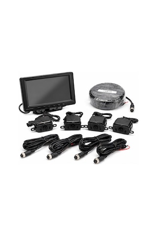 Mega Oto Market 4 Kameralı 7" Ekranlı Araç Kayıt Sistemi Minibüs & Kamyon Uyumlu 12-24v Hd Ekran