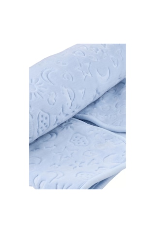 Mavi Bebek Çocuk Battaniyesi Kabartmalı Yumuşak İnce Mevsimlik 90 x 110 CM Örtü Mavi