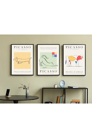 Pablo Picasso 3'lü Çerçevesiz Poster Duvar Tablosu Dnm5 40 X 50 D