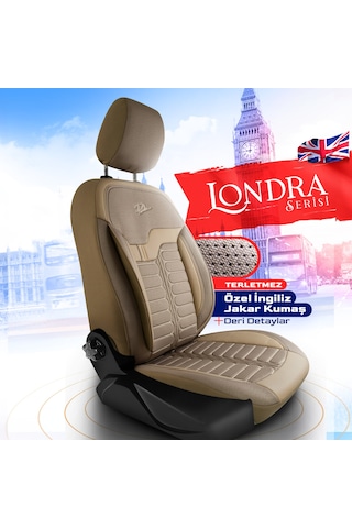 Panda Londra Serisi İngiliz Jakar Kumaş Oto Koltuk Kılıfı - Bej
