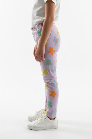 Toontoy Kids Toontoy Kız Çocuk Beli Lastikli Renkli Çiçek Baskılı Tayt 25029 Lila