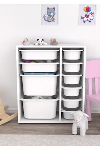 Zen Çok Amaçlı Oyuncak Dolabı 10 Sepetli - Beyaz 2d2k6u Beyaz