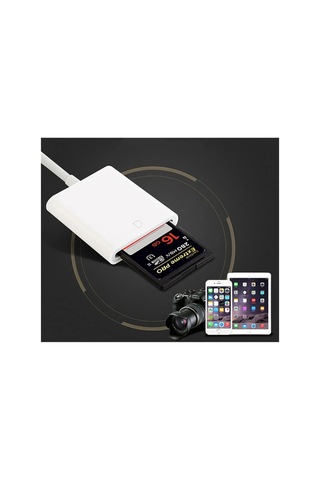Apple Uyumlu iPhone/Apple Uyumlu iPad Lightning To Sd Kart Hafıza Kart Adaptörü Nk105- 5775 - Karbul7347-9066 Beyaz