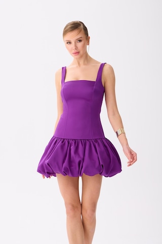 Carmen Kadın Balon Etek Saten Abiye Elbise 58514 Mor Mor