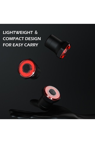 Meroca-akıllı Bisiklet Arka Lambası Arka Fren Lambası Su Geçirmez Y19019b-2 Siyah