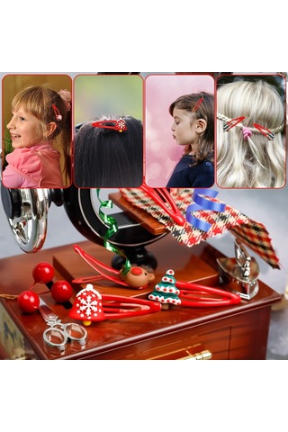 10'lu Paket Noel Aksesuarları, 5 Cm Noel Saç Aksesuarları, F Çok Renkli