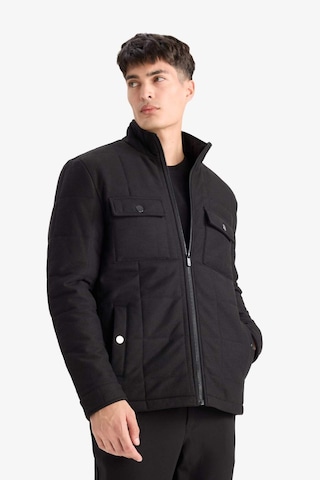 Defacto Slim Fit Dar Kesim Dik Yaka Astarlı Fermuarlı Cepli Kışlık Şişme Penye Mont E7888ax25aubk27 Siyah