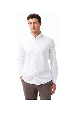 Erkek Beyaz Slim Fit Gömlek-11434 Beyaz