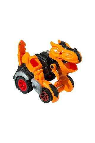 Trex Dinazor Figür Araba Sürtmeli Teker Transformers Robot Dinozor 15cm Turuncu Turuncu
