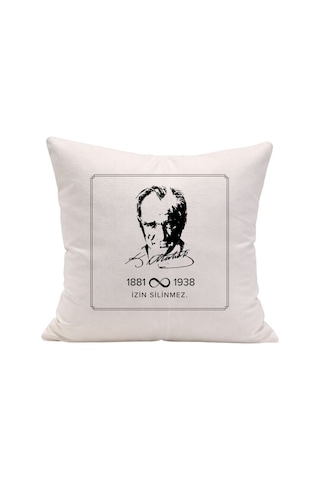 Mustafa Kemal Atatürk Temalı 1881-1938 Sonsuzluk Detaylı Kırlent Kılıfı Çok Renkli