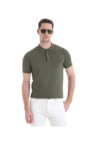 Hatemoğlu Haki Regular Fit Düz Rayon Polo Yaka Tişört 35362023c001 022 Haki