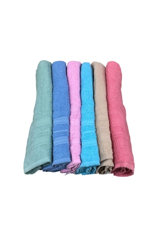 12 Li Royam %100 Pamuklu Ekonomik Kuaför Berber El Yüz Havlusu 50 X 80 Çok Renkli