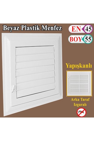 Badem10 Menfez Banyo Wc Tuvalet Havalandırma Plastik Panjur Beyaz 45x55 Cm