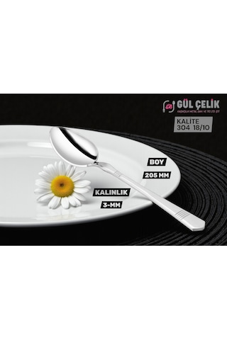 12 Kişilik Yemek Kaşığı Alvina Model 304 Kalite 18/10 Paslanmaz Çelik 304 Paslanmaz Çelik