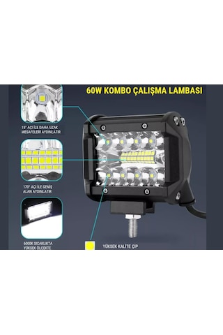 8 Adet 60w Kombo Aydınlatma 20 Led Çalışma Lambası Off Road