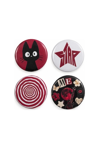 Y2k 4 Lü Rozet Seti 44 Mm Metal Çanta Rozeti Y2k Grunge & Alternatif Tarz Pin Seti Çanta, Ceket Ve Kıyafet Aksesuarı Diğer
