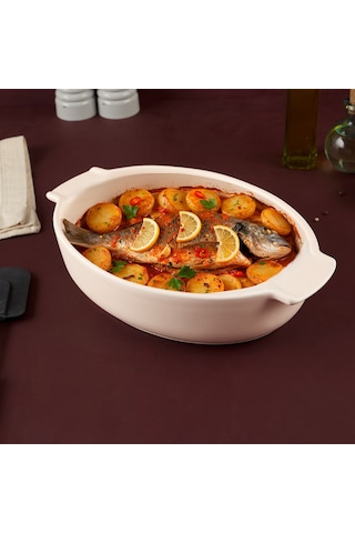 Aryıldız Elissa Oval Fırın Kabı Mat Beyaz 31 Cm Çok Renkli
