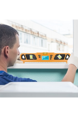 Hangfox Mavi Uzun Seviye Aleti: Mıknatıs, Ters Görünüm, Seviye Kalibrasyon, 0 /90 Sesli Uyarı, Çelik Malzeme Pil Dahil Değil